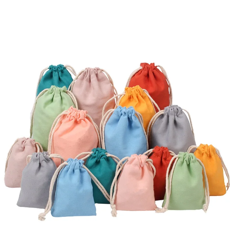 50pcs/Lot 9x12cm Foldable Cotton Fabric Grocery Bags Fashion Drawstring Storage Pouches Travel Package Gift Bag | Багаж и сумки