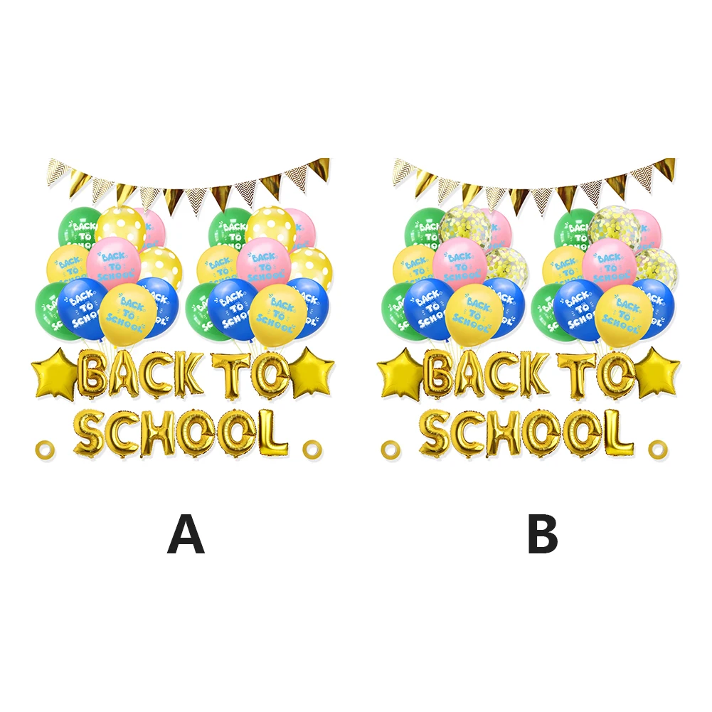 

37pcs Cute Back To School Art Atmosphere Accessories DIY Party Decor Festival Easy Apply Classroom Latex Star Balloon Set