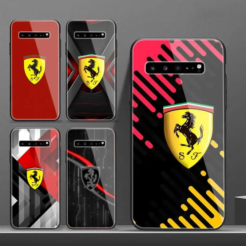 0 Роскошные автомобильные чехлы для телефонов Ferrari закаленное стекло Samsung S6 7 8 9 10 20