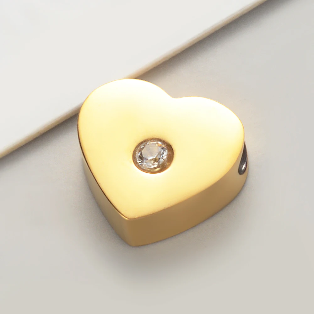 30pcs/Lot Mirror Polished Stainless Steel Heart Charm Beads Small Hole Bead for DIY Making Necklace Bracelet Jewelry Wholesale