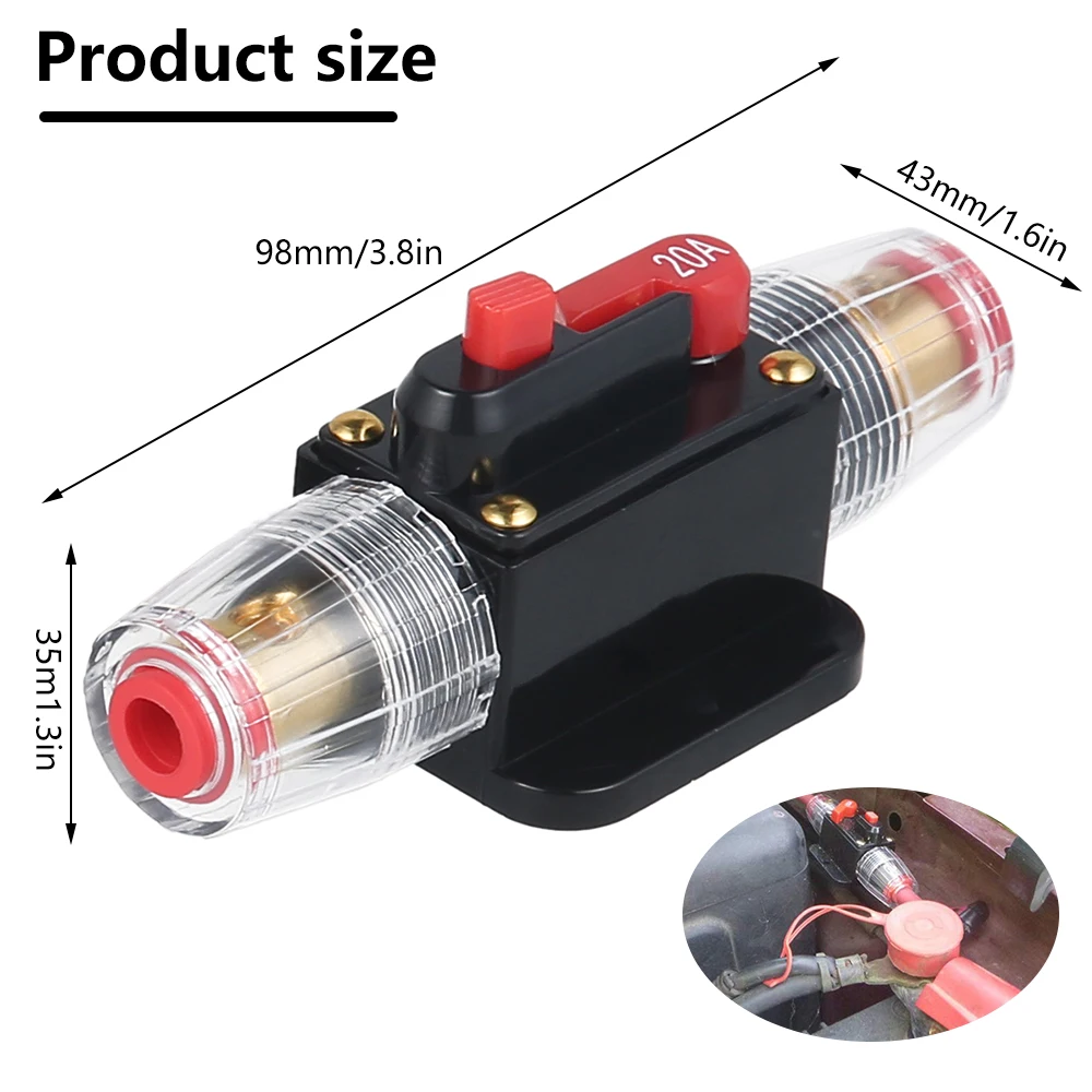 

Resettable 12V 24V 20A/100A/50A Auto Car Stereo Audio Circuit Breaker Resettable Fuse Holder