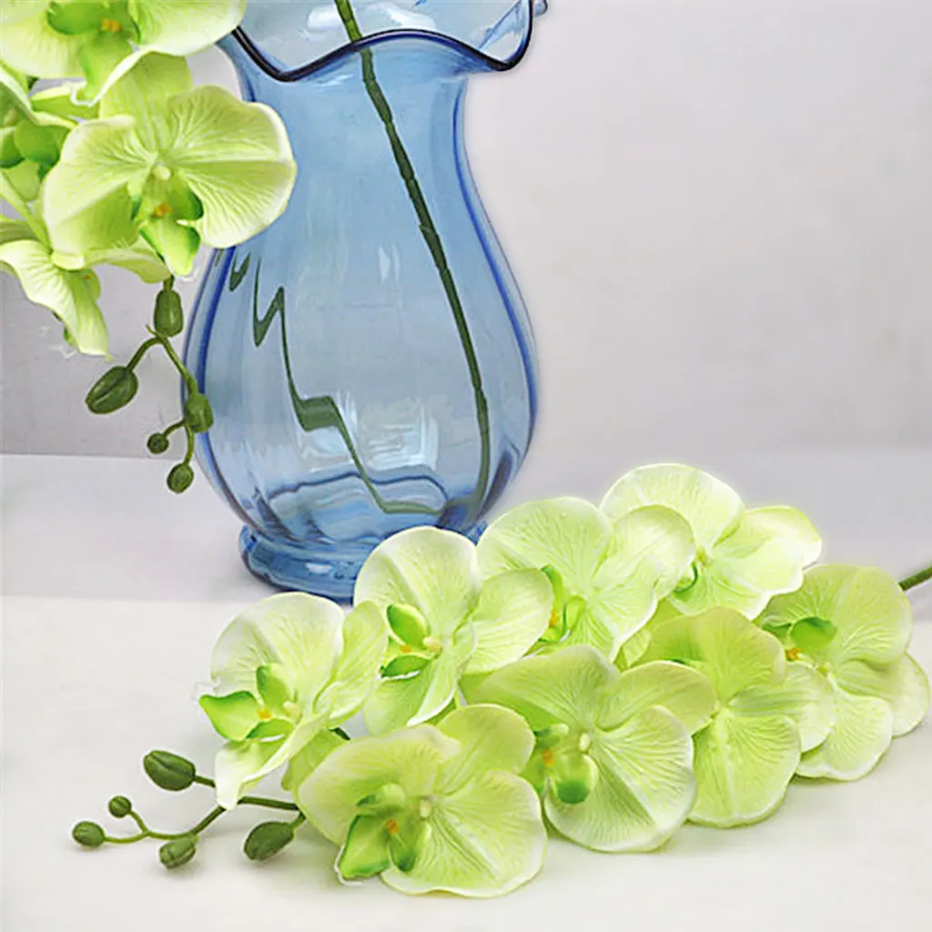 Искусственные 7 головок орхидеи фаленопсис реальный на ощупь цветок Декор 5