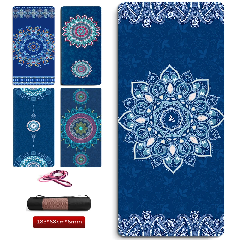 183*68cm*6mm Suede Yoga Mat Suede And Tpe Material Non Slip Folding Printing Mat 6mm Thickened Widening+Lengthening Beginner