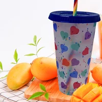 710500ml color changing confetti cup reusable plastic tumbler with lid and straw cold cup straw cup kitchen drinkware gadgets