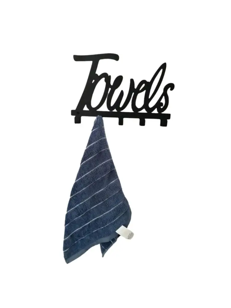 

Towel Robe Rack Wall Mounted 5 Hooks Over the Wall&Door for Lavatory Kitchen Storage Organizer Rack Black Sandblasted