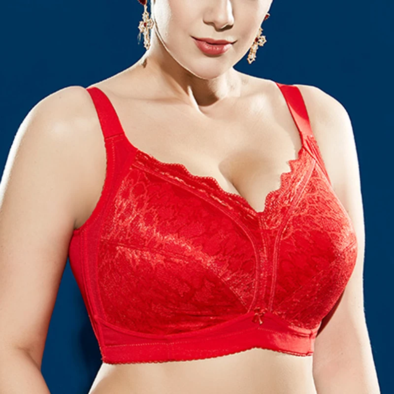 Женское нижнее белье, полный охват, без подкладки, кружевная вышивка, без косточек, однотонный Минималистичный бюстгальтер, женское белье 38 ...