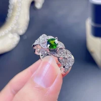 gemicro jewelry 100 natural diopside ring with gemstone of 5x5mm and 925 sterling silver for women daily and fashion wear gifts