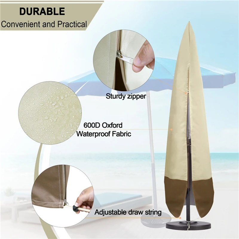 

Dust Cover With Zipper Waterproof UV Protection Umbrella Cover Garden Restaurant Shield Cloth Rain Cover