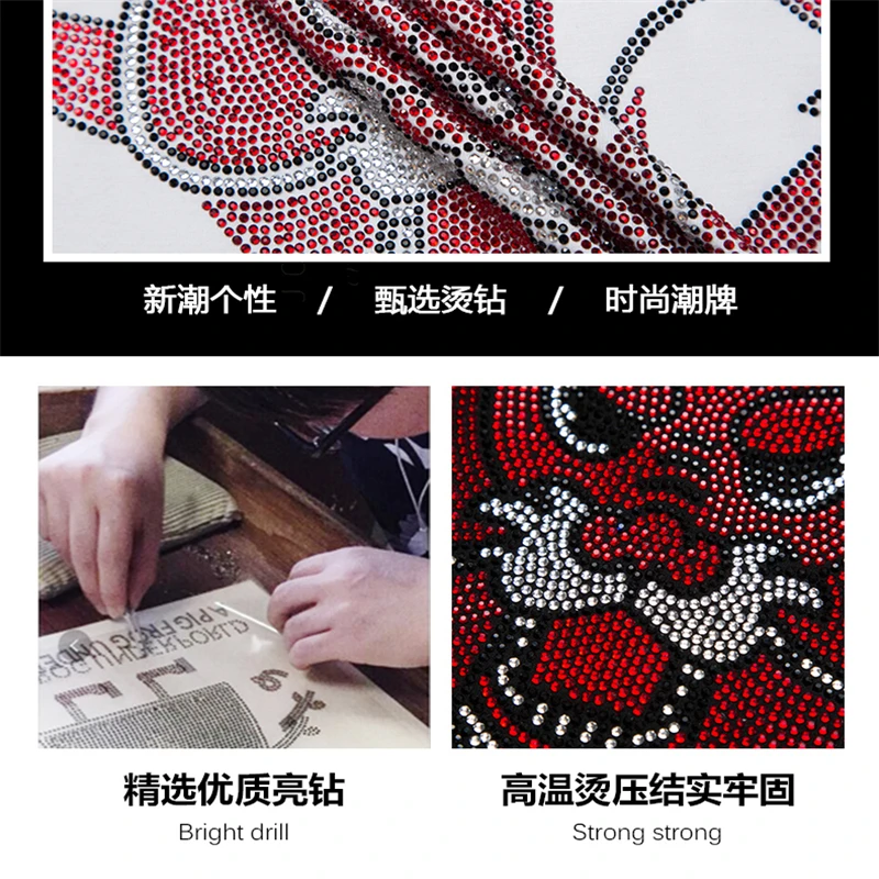 

men's new design best selling Fashion slim cotton long sleeve T-shirt rhinestones