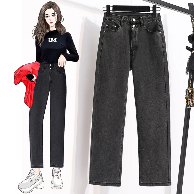 

Черные джинсовые женские модные мешковатые джинсы бойфренда для мамы 5Xl с высокой талией, брюки оверсайз 2020, одежда для осени и весны D0646