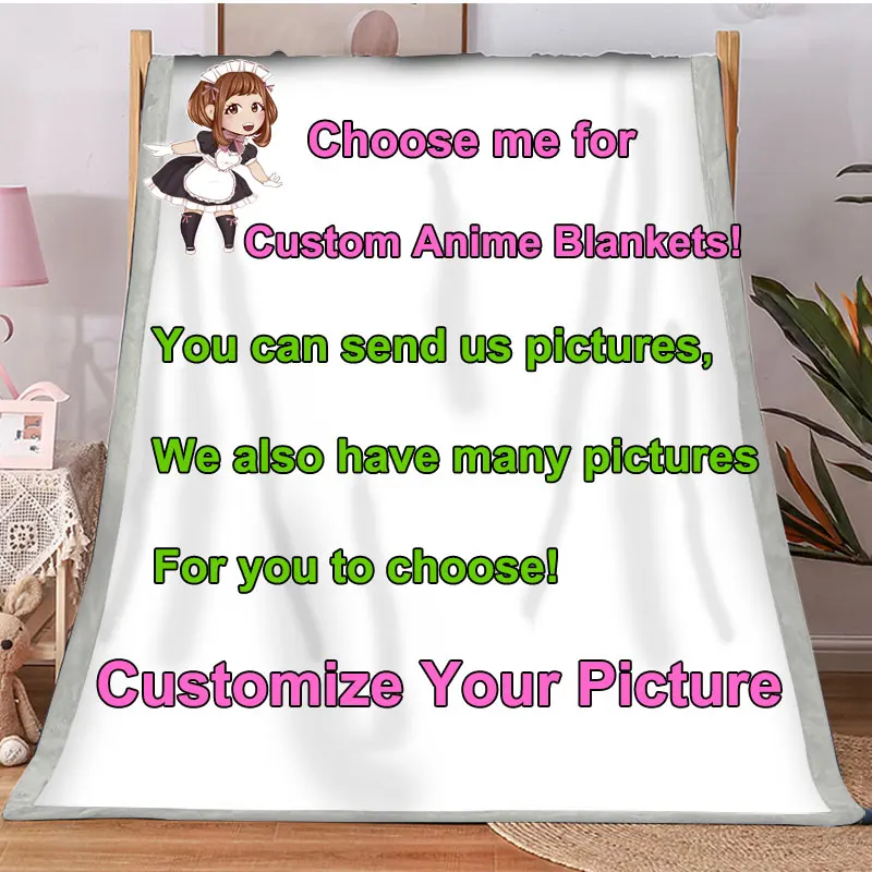 

Мультяшное одеяло на заказ, Фланелевое Покрывало «сделай сам» с принтом аниме, симпатичное зимнее покрывало для кровати
