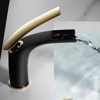 solid brass basin faucet hot cold bathroom sink mixer crane tap single handle deck mounted waterfall faucets black gold
