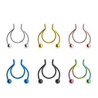 fashion women fake septum colorful gifts stainless steel non piercing jewelry nose ring