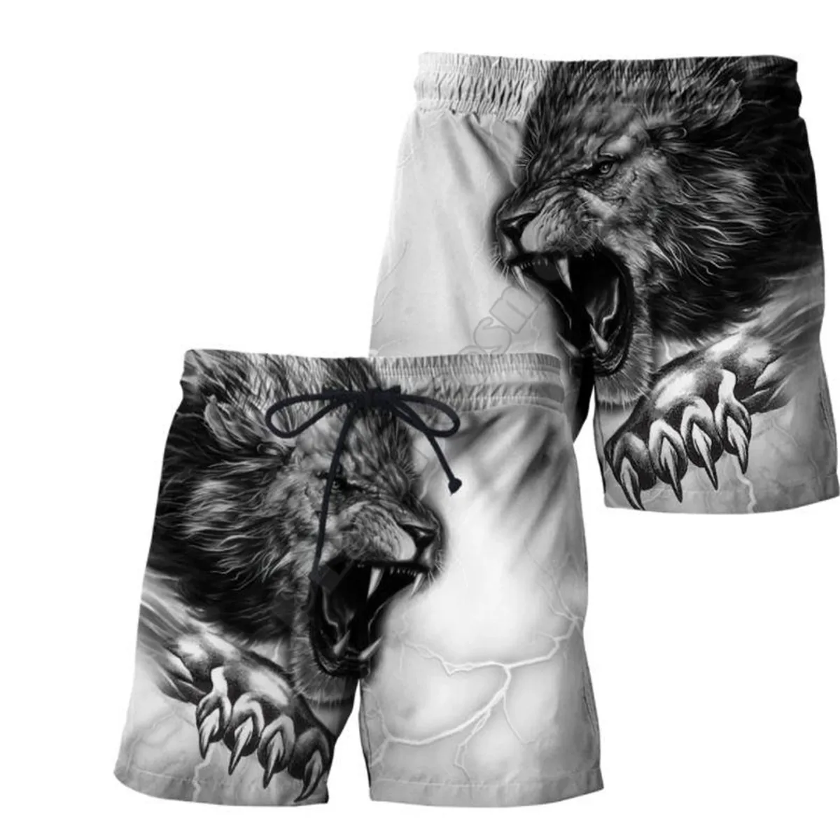 

2021 new red lion tattoo shorts men's women's summer casual shorts Harajuku 3D printing loose beach casual pants