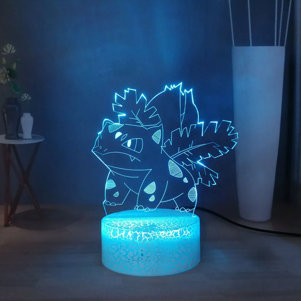Настольная лампа с мультяшными животными Pokemon Ivysaur USB сенсорный светодиодный