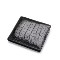 authentic exotic alligator leather mens short bifold wallet card holders genuine crocodile belly skin male small clutch purse