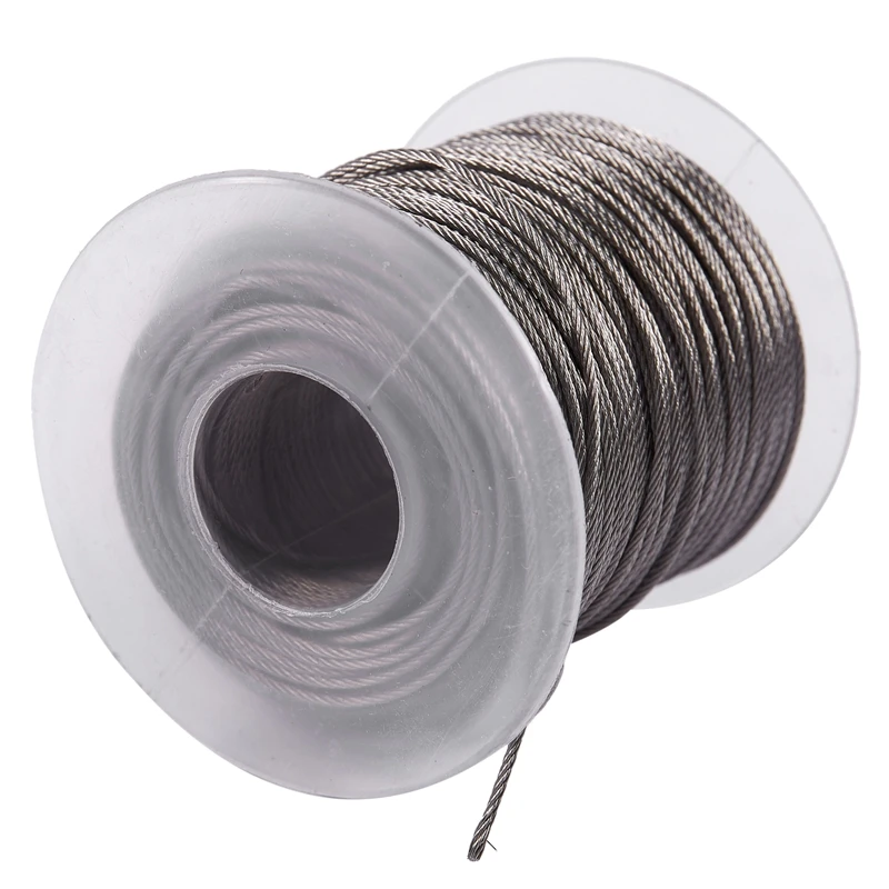 

Hoisting Lifting 7x7 1mm Dia Stainless Steel Flexible Wire Rope 177Ft