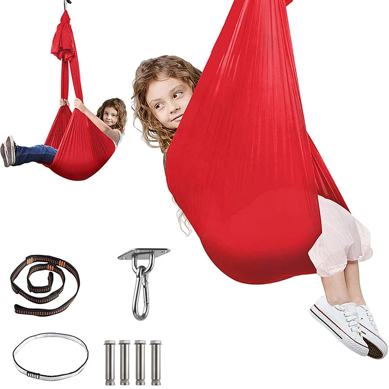 

Детские хлопковые качели-гамаки для аутизма, ADHD, дополнительная терапия, качели для детской сенсорной терапии, эластичная посылка, устойчив...