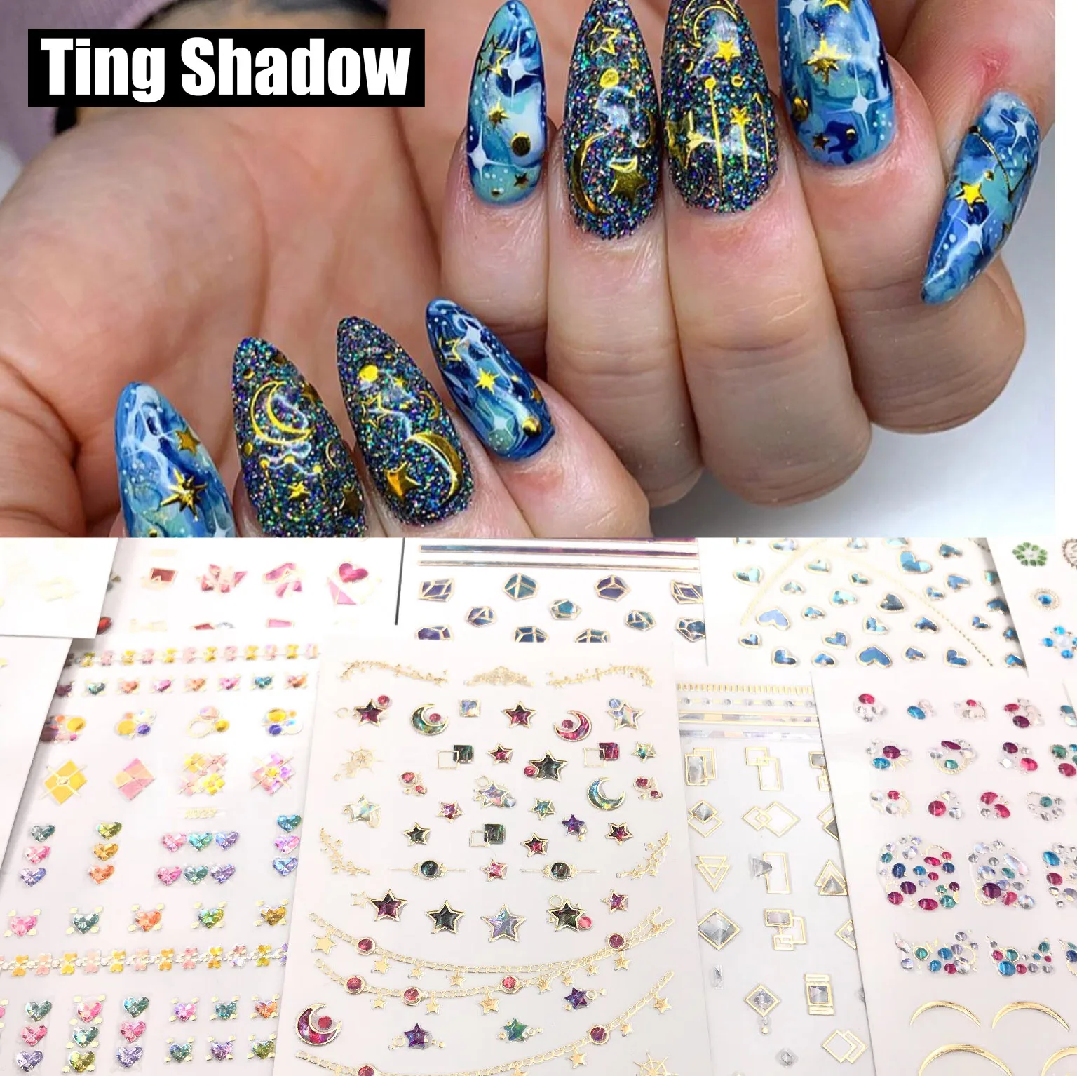 5 шт брендовые космические лазерные блестящие наклейки для ногтей|Стразы| |