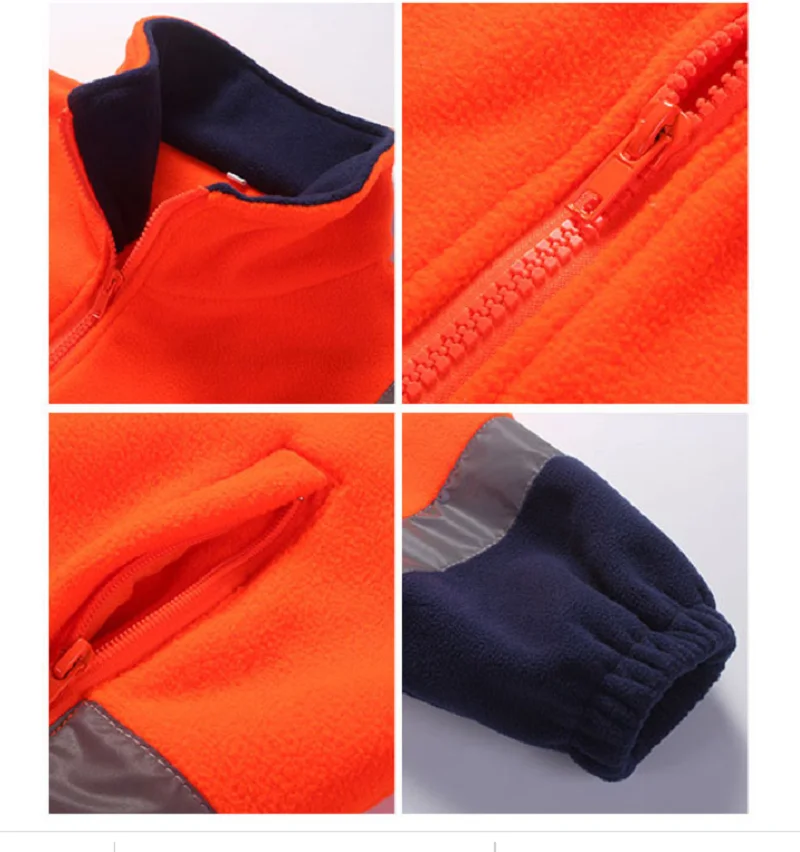 Fleece Work coveralls working uniforms jacket+pants safety Reflective car Traffic law enforcement engineering mechanics | Безопасность и