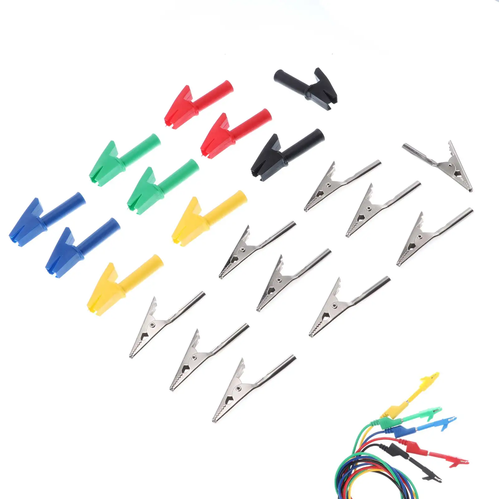 

10Pcs P2002 5-Color 1000V 20A Crocodile Alligator Clips with Spring Safety Test folders for 4mm Banana Plugs