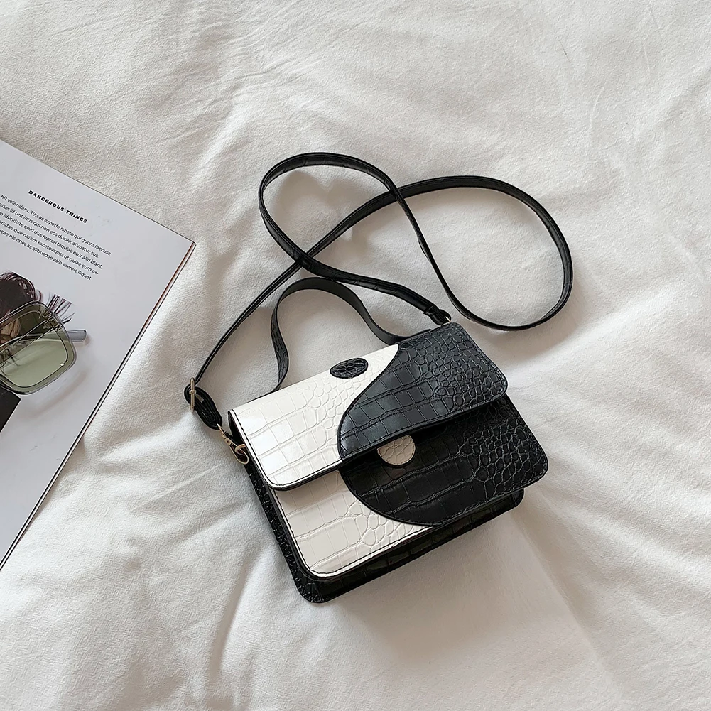 

Женская кожаная сумка через плечо, с текстурой под кожу аллигатора