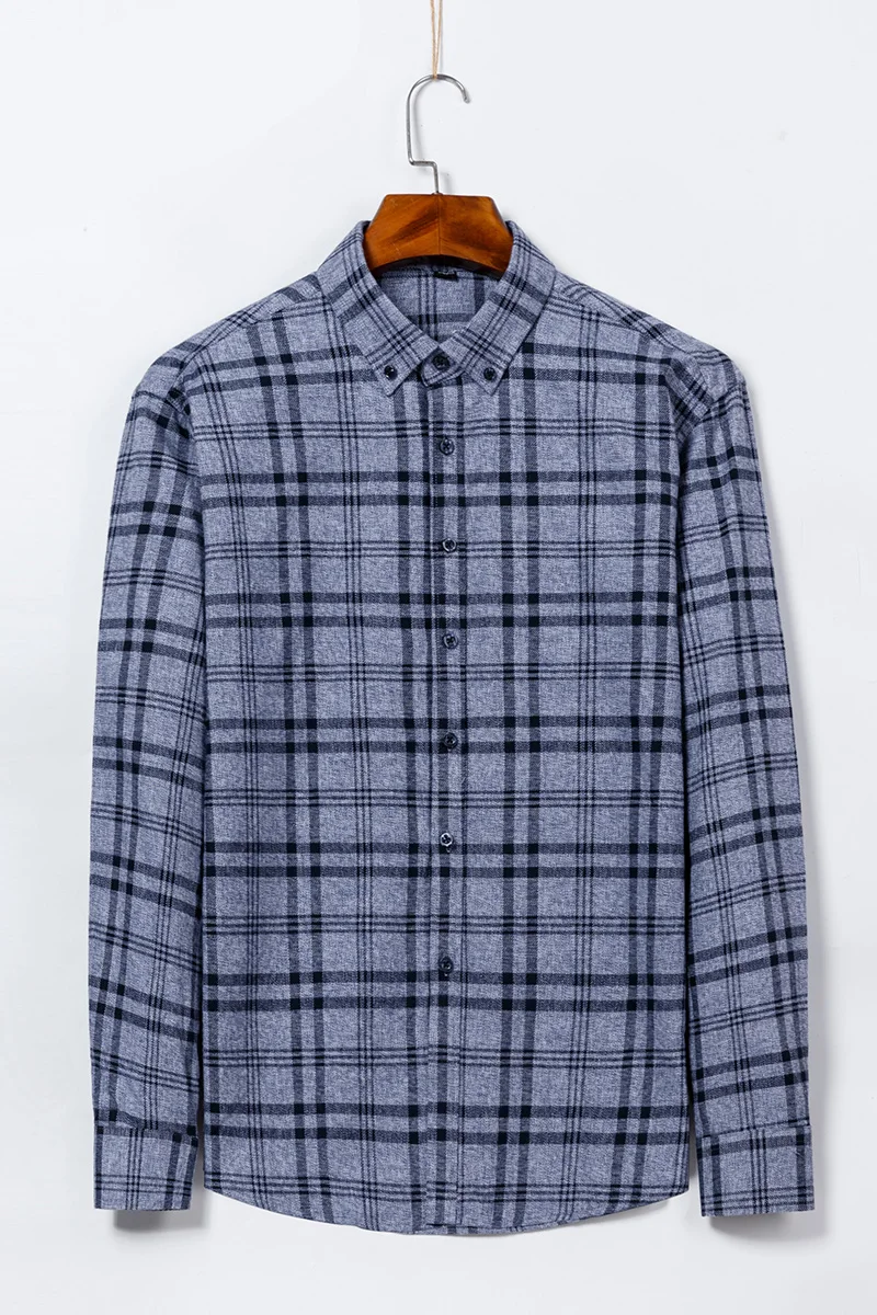 

High Quality Hot Sell Plus Size 5XL 6XL 7XL Pure Cotton Plaid Casual Formal Long Sleeve Wool Shirt Men Thick Soft Young Fashion
