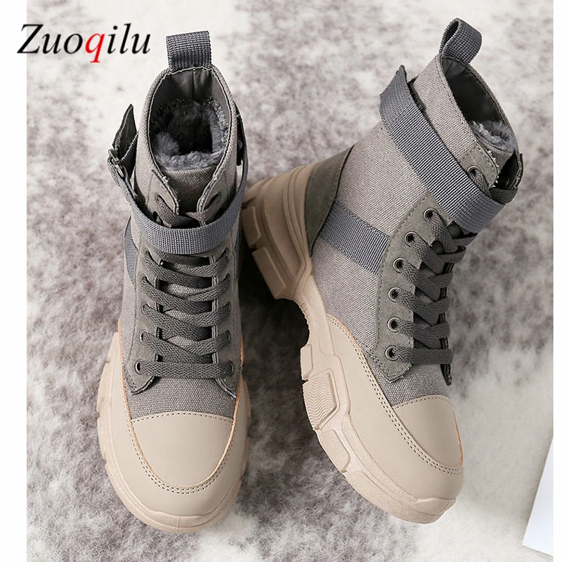 Зимние ботинки бархатная зимняя обувь на толстой платформе ботильоны