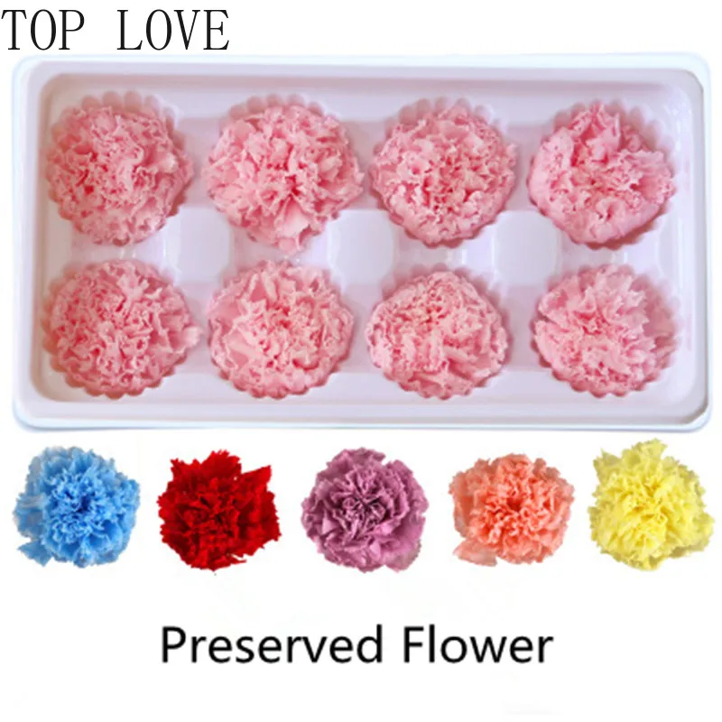 

4-5cm Preserved Flower Carnation Everlasting Eternal Flower Head Valentine's Day Mother's Day DIY Gift Box Bouquet Accessories