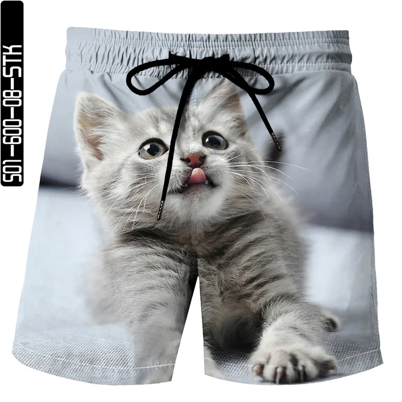 

Summer 3d Digital Printing Men's Shorts Beach Shorts Casual Shorts Drawstring Shorts Personalized Cute Well-behaved Cat Element