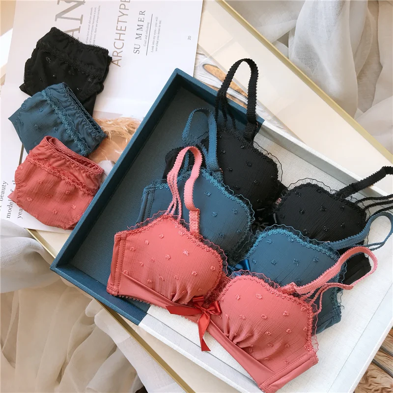 Женский комплект с бюстгальтером пуш ап нижнее белье для девушек сексуальное