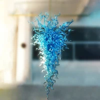 modern pendant lamps murano hand blow glass chandelier lights color blue chain pendant lighting for new house decoration