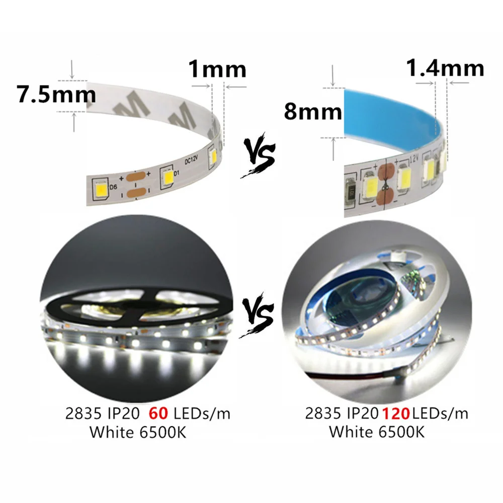 Khaosen 2835 SMD Светодиодные ленты 300/600/1200 светодиодный s/5 м DC12V высокое яркий гибкий светодиодный веревка лента светильник белый/теплый белый свет для ТВ