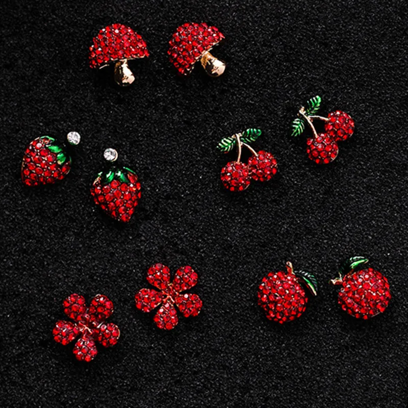 Lovely Girl Earring Red Color Mushroom Cherry Strawberry Fruit Ear Studs 2019 New Style Sweety Earrings Women Fashion Jewelry | Украшения и