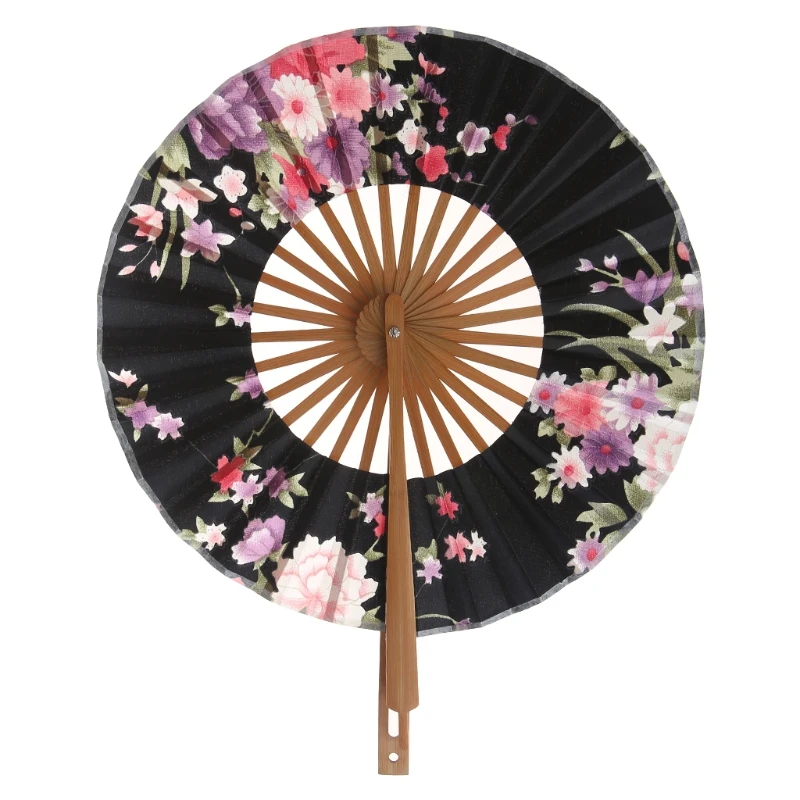 

Japanese Flower Pocket Folding Hand Fan Round Circle Party Decor Gift