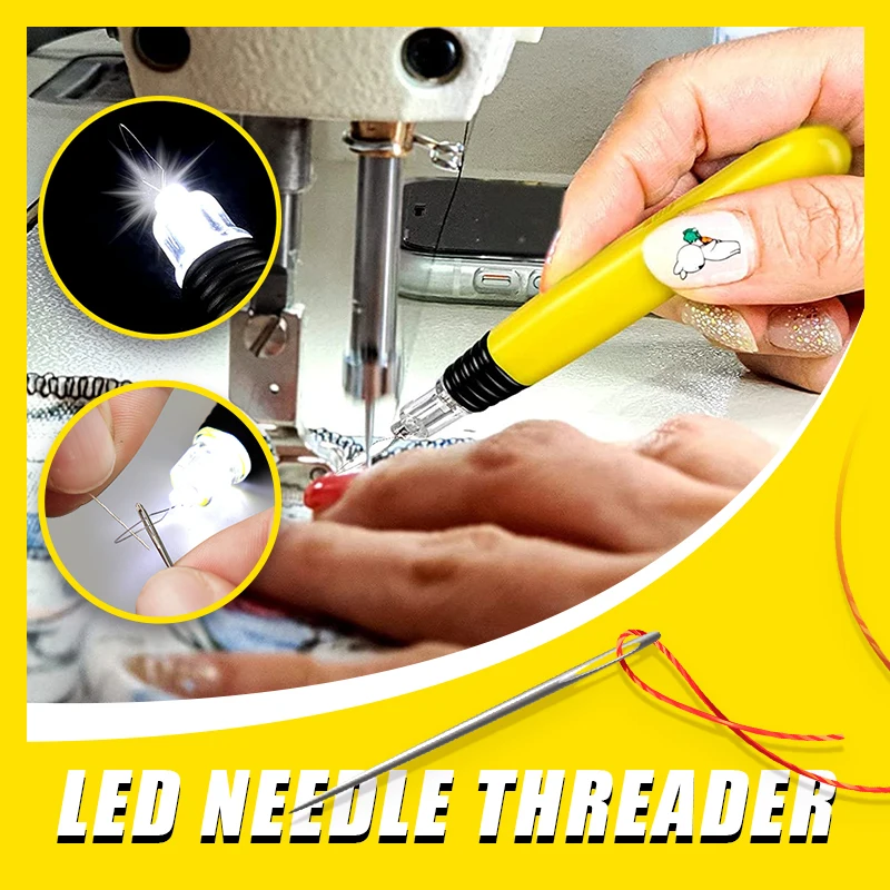 

LED Lighted Needle Threader Insertion Tool Housewife Elderly Guide Sewing Device Accessories Easy Use Wire Stitch Insert Tools