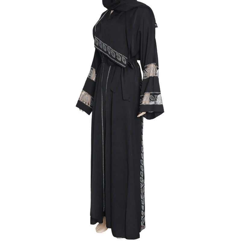 Женское традиционное мусульманское платье абайя Y1UE с длинными рукавами «летучая мышь», свободный халат с ручной вшивкой для вечерние