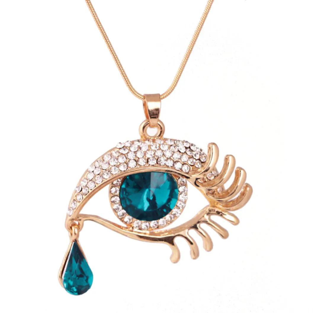 Новинка 2019 магический глаз кристалл слеза капля ресниц ожерелье длинный свитер