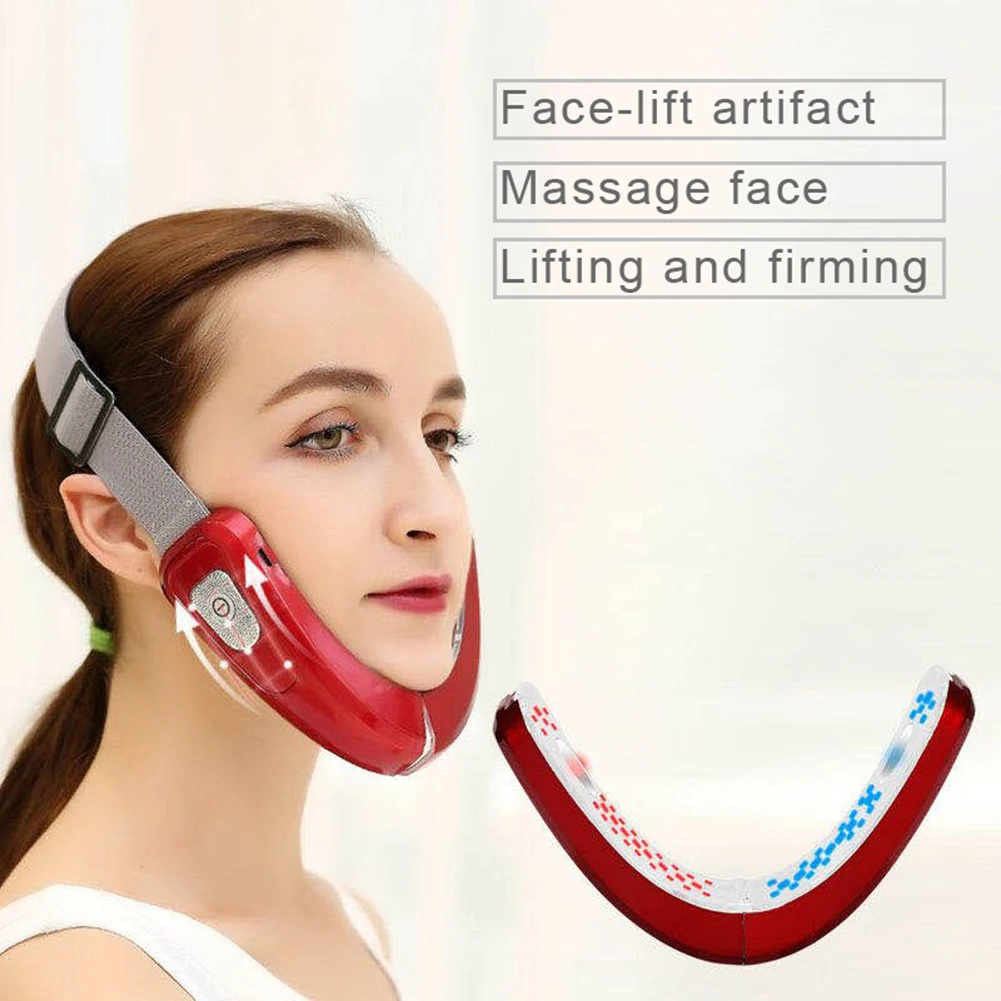 

Face Chin V-Line Lift Up Belt Remote Control LED Photon EMS Facial Lifting Device Face Slimming Vibration Face Massager