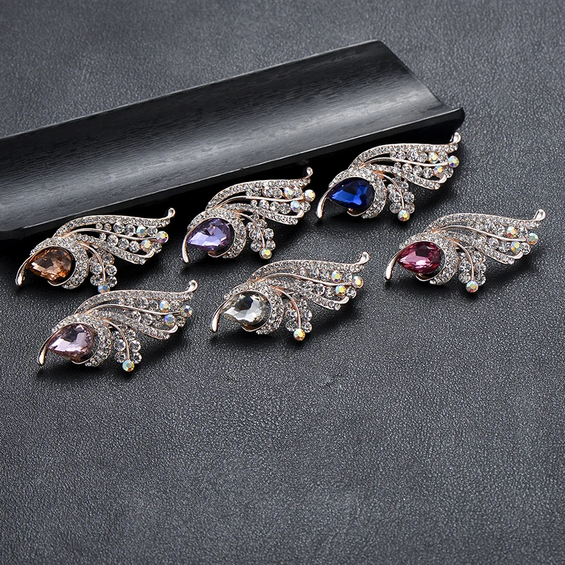 Женские броши IYOE в форме синих капель стразы Элегантные украшения для платья