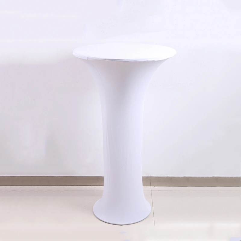 White 60 см/70 см/80 см круглая скатерть, растягивающаяся скатерть для коктейля, скатерть из спандекса, покрытие для кофейного столика, украшение для свадебной вечеринки - Цвет: White