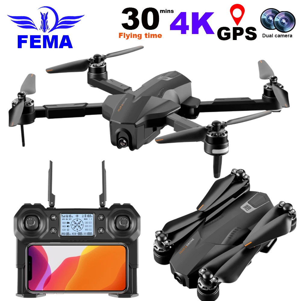 FEMA 5G Wifi FPV GPS Дрон Профессиональный с двойной камерой HD 4K широкоугольный 30 минут