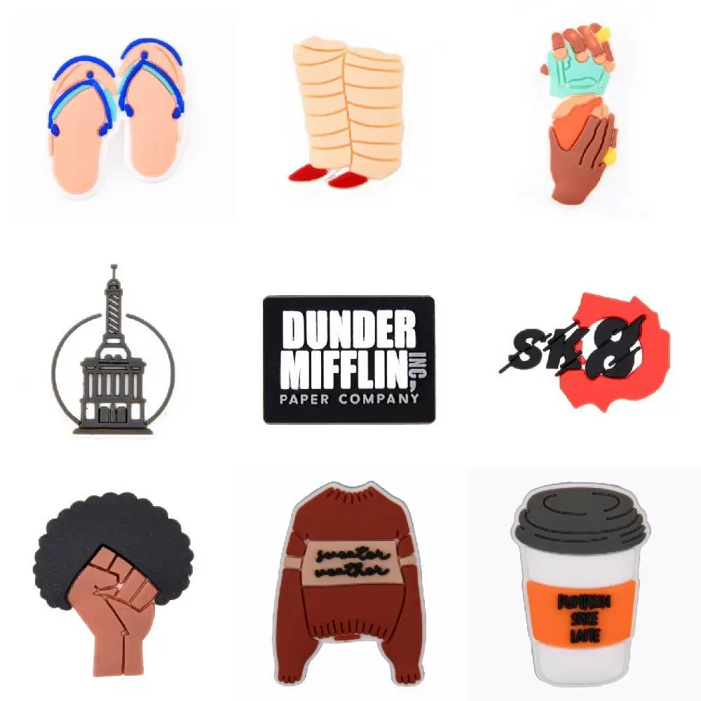 Hot Sale 1 Pcs PVC Croc Shoe Charms Cowboys Cowgirls Shoes Decorations Cartoon Rabbit Flip Flops Wristband Accessories Coffee