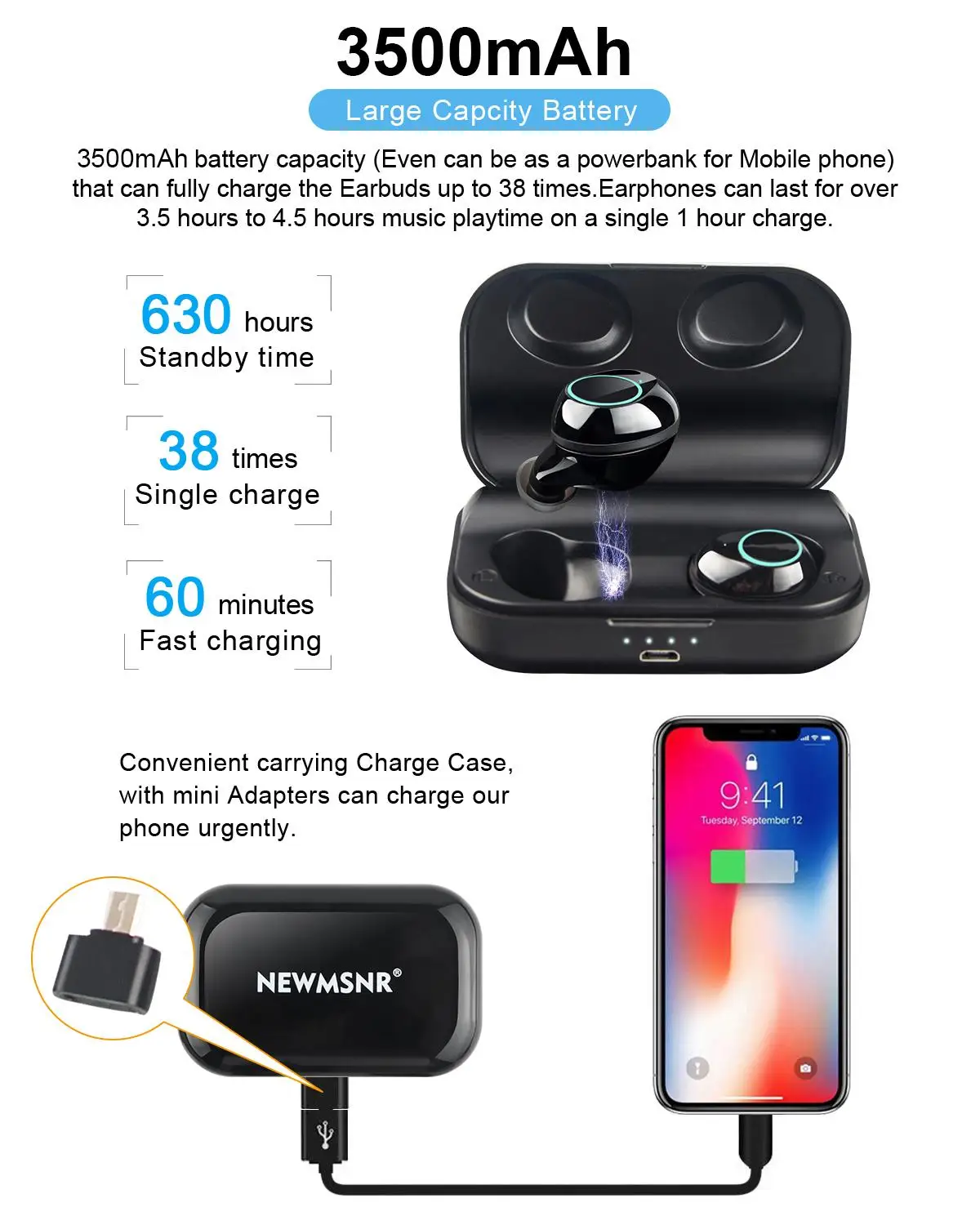 Newmsnr X8 TWS сенсорный Bluetooth 5,0+ EDR наушники, IPX7 водонепроницаемый HiFi стерео CVC 8,0 шумоподавление