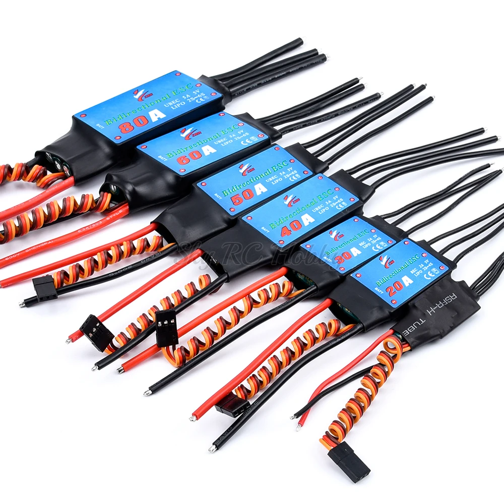 1 шт. 12A 20A 30A 40A 50A 60A 80A двунаправленный бесщеточный ESC для дистанционного