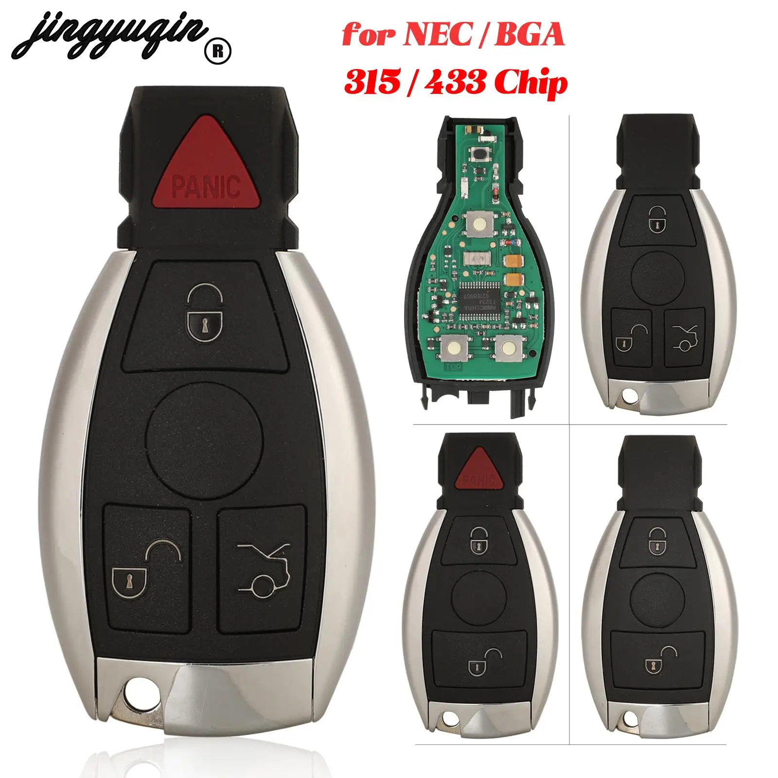 

jingyuqin 10pcs For Mercedes Benz Car Remote Controller Year 2000 - Remote key 315Mhz 434Mhz NEC and BGA and BE 2/3/4 Buttons