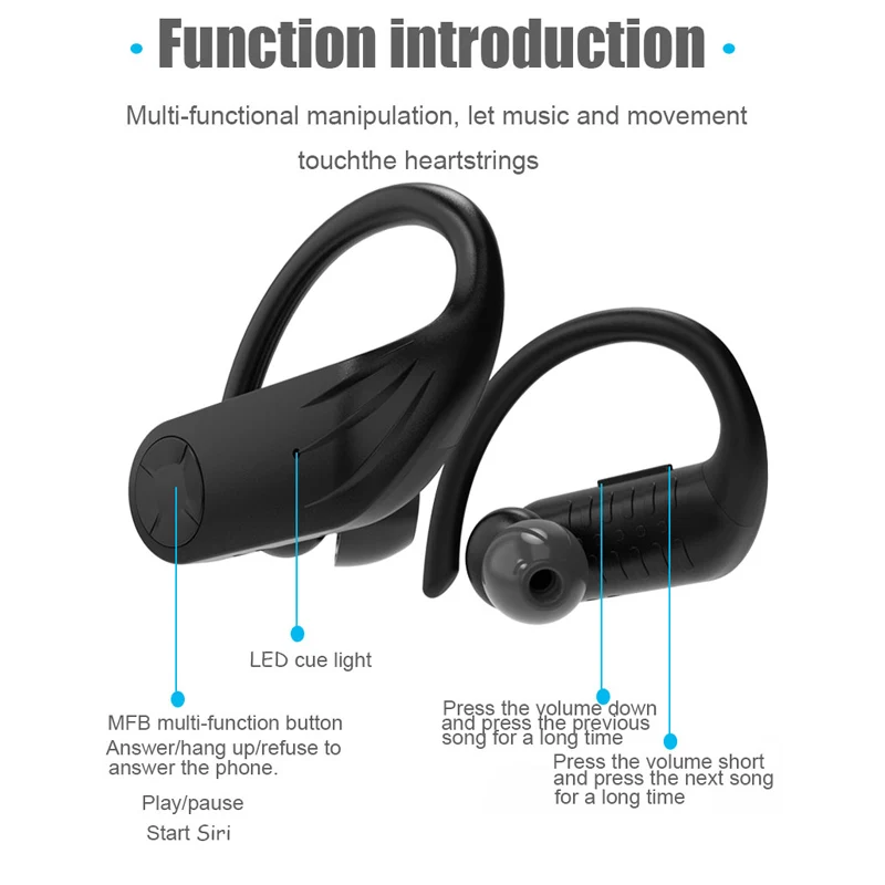 Caletop Bluetooth 5,0, Беспроводные спортивные наушники, ушные крючки, водонепроницаемые наушники со светодиодным дисплеем, спортивные наушники PK Q62 Q32