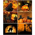 Алмазная вышивка 5D Кот, алмазная живопись, животное, вышивка крестиком стразы, мозаика, искусство, Хэллоуин, украшение для дома