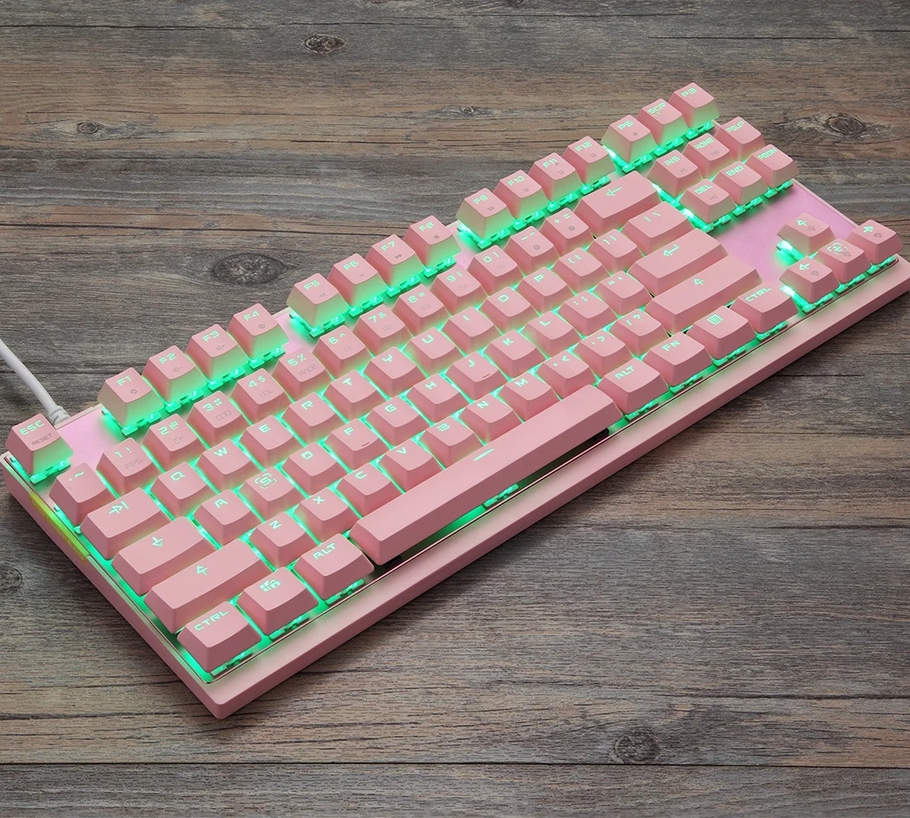 Английская/Русская игровая RGB механическая клавиатура светодиодный USB Проводная 87 клавиш Лазерная эргономичная клавиатура для ПК компьютерный геймер