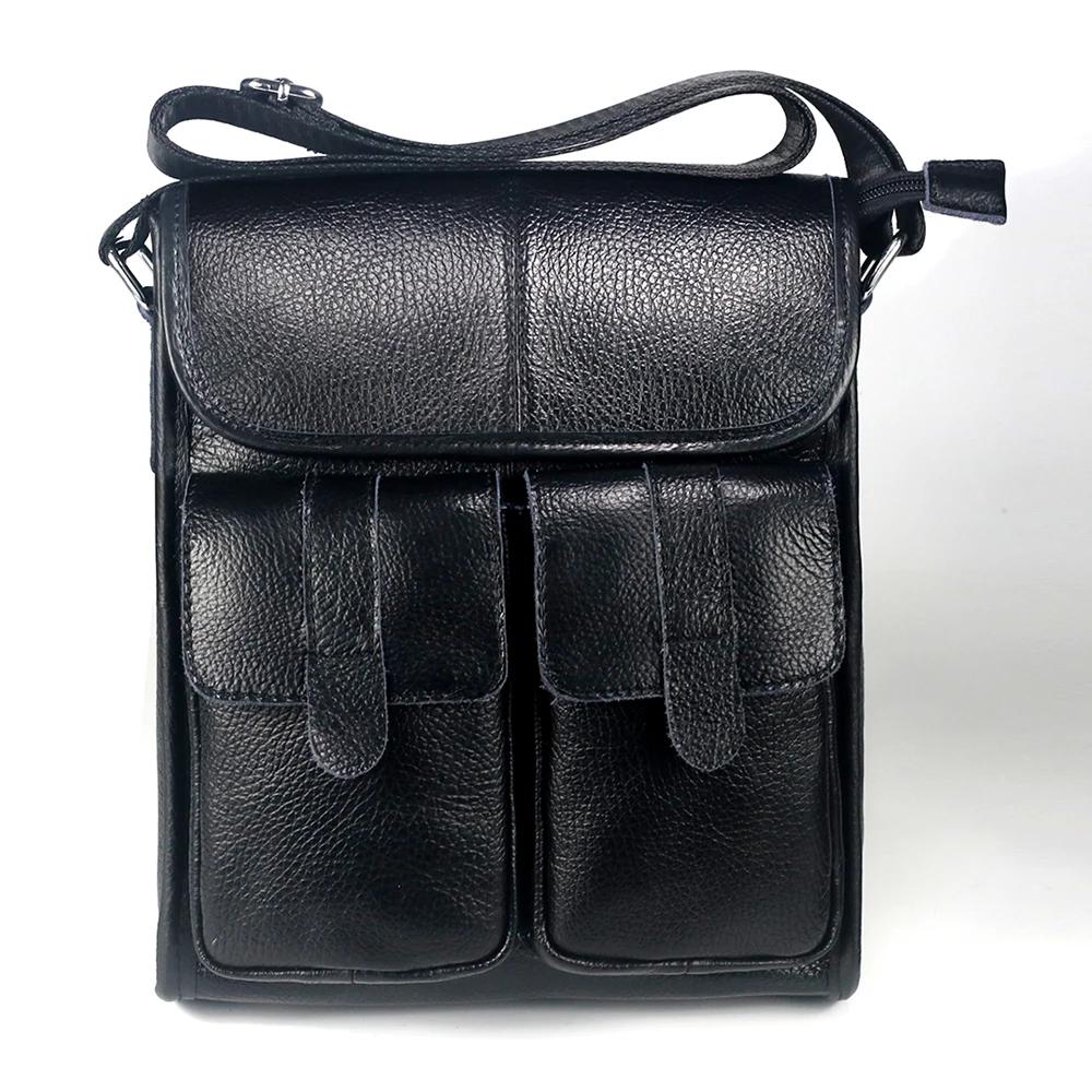 

Casual Business Shoulder Bag Genuine Leather Men Crossbody Messenger Bags Ipad Cell Phone Wallet Organizer Pack